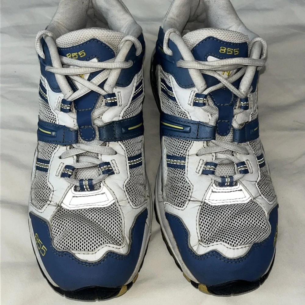 New Balance W855BW Womens Athletic Shoes Size 9.5 White‎ Blue 855 Gym Shoe Cute